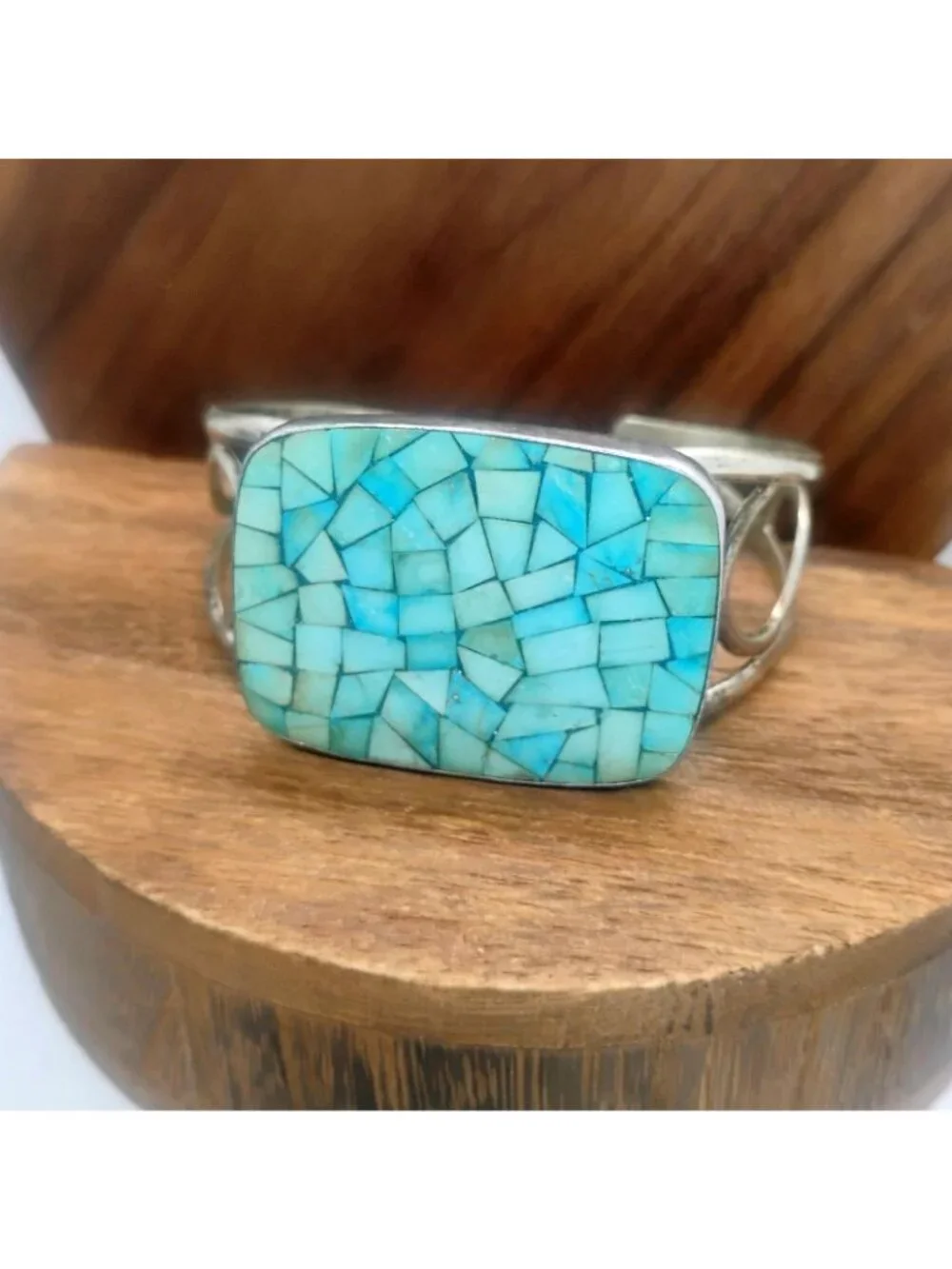 Jay King DTR Sterling Silver and Turquoise Mosaic Cuff Bracelet Size 6.5 - Picture 4 of 10